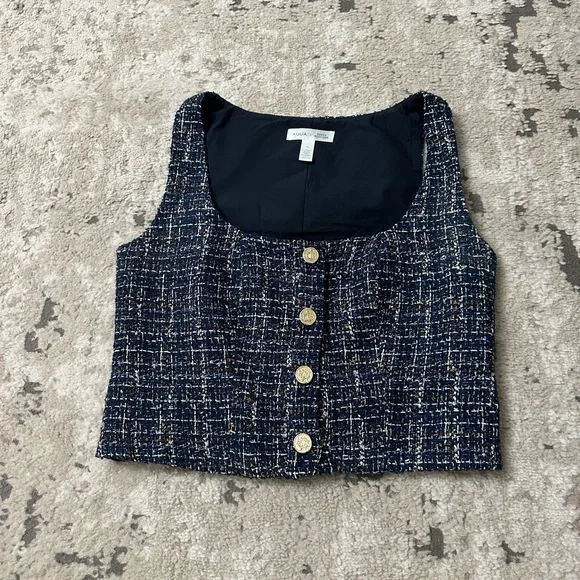 AQUA x Venus Williams Tweed Sleeveless Top Size Medium - Picture 2 of 4